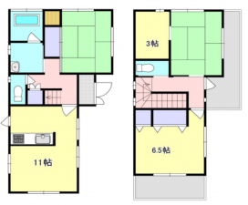 春日部市小渕、中古一戸建ての間取り画像です