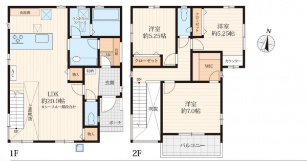 春日部市本田町、中古一戸建ての間取り画像です