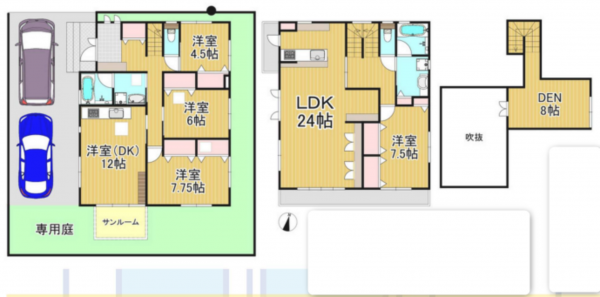 春日部市増田新田、中古一戸建ての間取り画像です