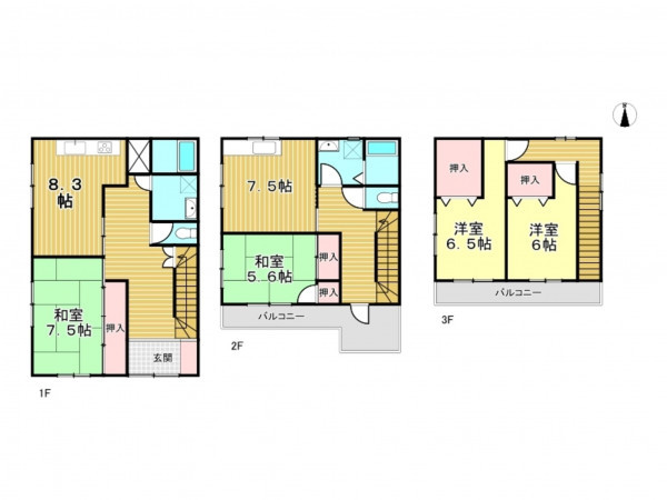 春日部市南、中古一戸建ての間取り画像です