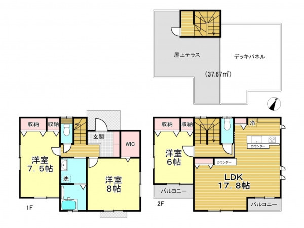 春日部市谷原、中古一戸建ての間取り画像です