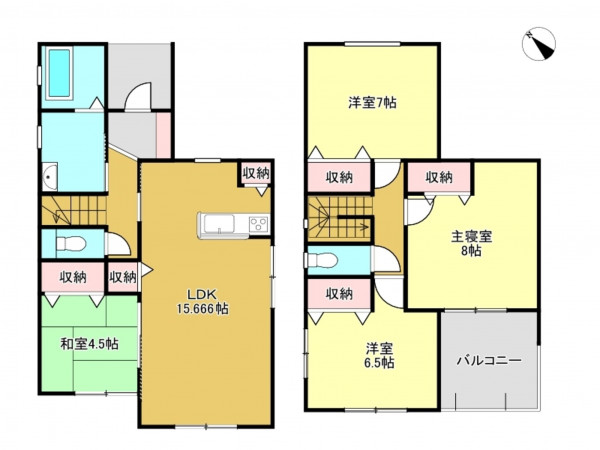 春日部市新宿新田、新築一戸建ての間取り画像です