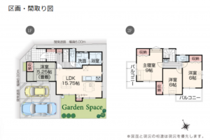 春日部市新宿新田、新築一戸建ての間取り画像です
