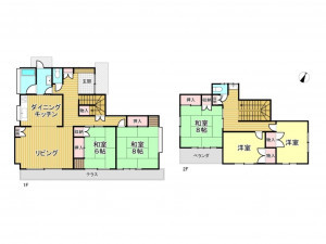春日部市大枝、中古一戸建ての間取り画像です