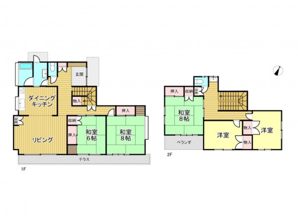 春日部市大枝、中古一戸建ての間取り画像です