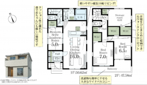 春日部市小渕、新築一戸建ての間取り画像です