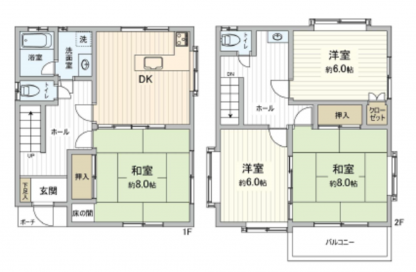 春日部市藤塚、中古一戸建ての間取り画像です