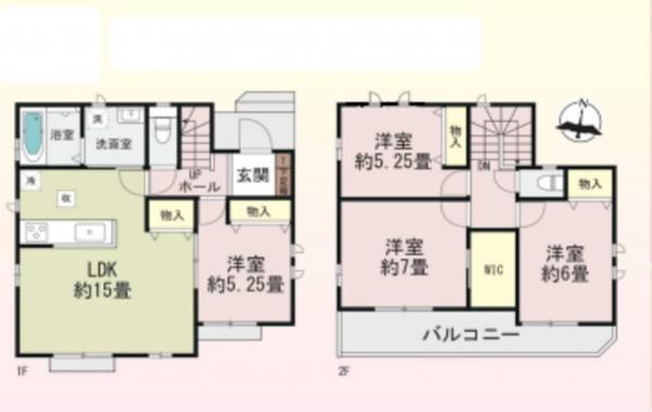 春日部市豊町、新築一戸建ての間取り画像です