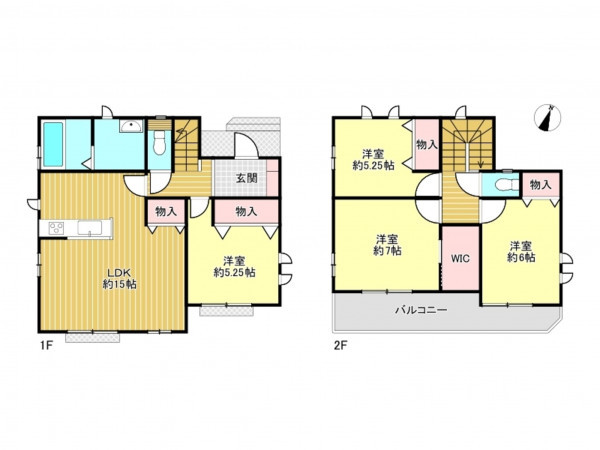 春日部市豊町、新築一戸建ての間取り画像です