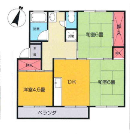 春日部市大枝、中古マンションの間取り画像です