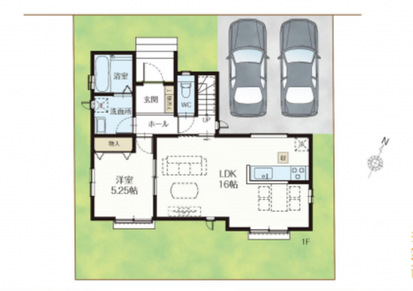 春日部市豊町、新築一戸建ての間取り画像です