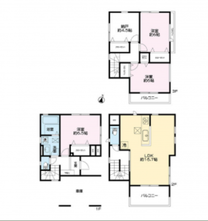 春日部市南、中古一戸建ての間取り画像です