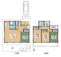 春日部市下蛭田、中古一戸建ての間取り画像です