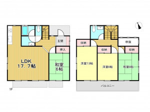 春日部市下蛭田、中古一戸建ての間取り画像です