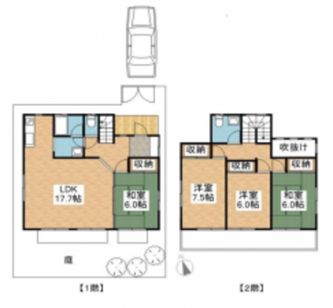 春日部市下蛭田、中古一戸建ての間取り画像です
