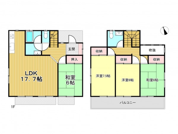 春日部市下蛭田、中古一戸建ての間取り画像です