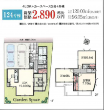 春日部市新宿新田、新築一戸建ての間取り画像です