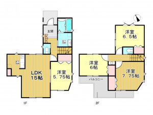 春日部市新宿新田、新築一戸建ての間取り画像です