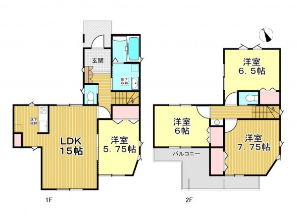 春日部市新宿新田、新築一戸建ての間取り画像です