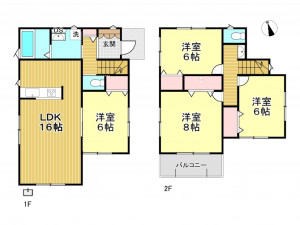 春日部市新宿新田、新築一戸建ての間取り画像です
