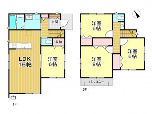 春日部市新宿新田、新築一戸建ての間取り画像です