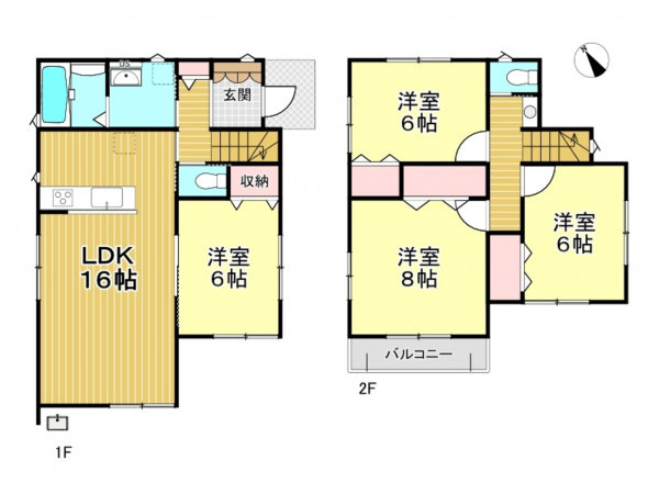 春日部市新宿新田、新築一戸建ての間取り画像です