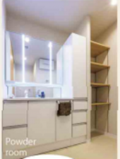 春日部市上蛭田、中古マンションの洗面画像です