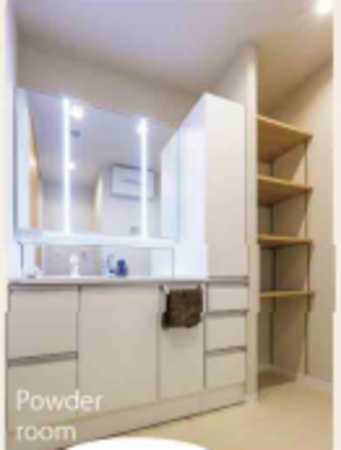 春日部市上蛭田、中古マンションの洗面画像です