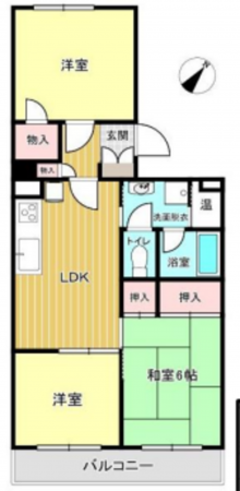 春日部市道口蛭田、中古マンションの間取り画像です