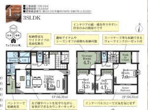 春日部市大沼、新築一戸建ての間取り画像です