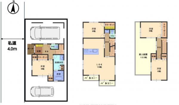 春日部市南、新築一戸建ての間取り画像です
