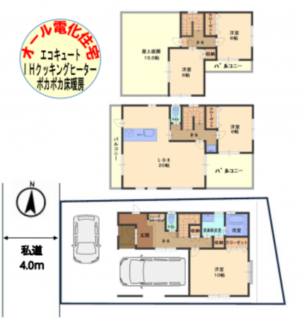 春日部市南、新築一戸建ての間取り画像です