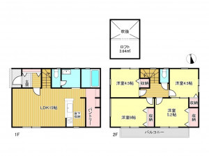 春日部市中央、新築一戸建ての間取り画像です