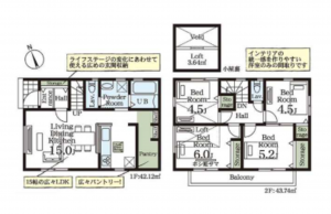 春日部市中央、新築一戸建ての間取り画像です