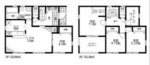 春日部市牛島、新築一戸建ての間取り画像です