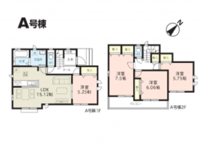 春日部市増戸、新築一戸建ての間取り画像です