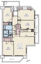 春日部市樋堀、中古マンションの間取り画像です