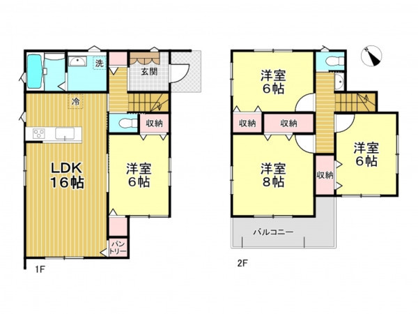 春日部市新宿新田、新築一戸建ての間取り画像です