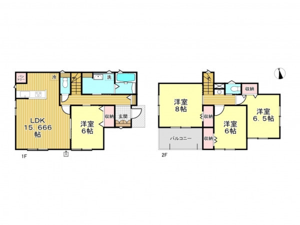 春日部市新宿新田、新築一戸建ての間取り画像です