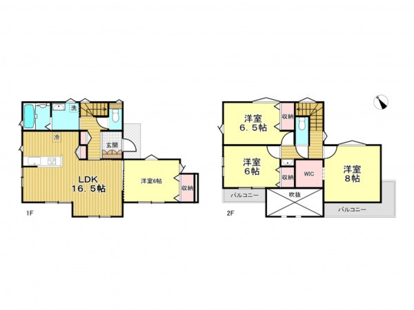 春日部市新宿新田、新築一戸建ての間取り画像です