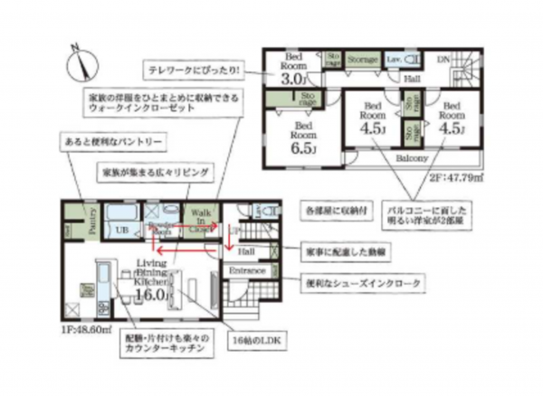 春日部市大枝、新築一戸建ての間取り画像です
