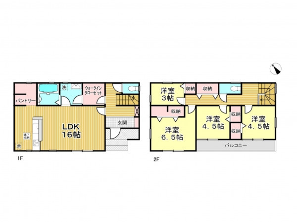 春日部市大枝、新築一戸建ての間取り画像です