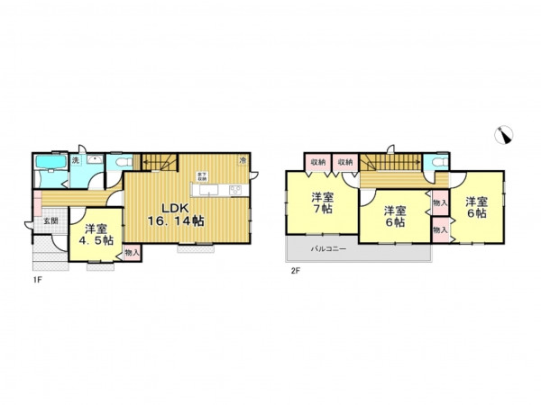 春日部市大枝、新築一戸建ての間取り画像です