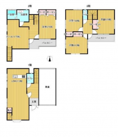 春日部市緑町、中古一戸建ての間取り画像です