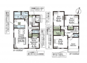 春日部市西金野井、新築一戸建ての間取り画像です
