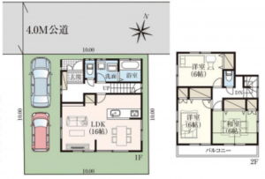 春日部市藤塚、中古一戸建ての間取り画像です