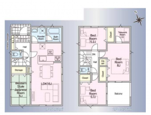 春日部市米島、新築一戸建ての間取り画像です