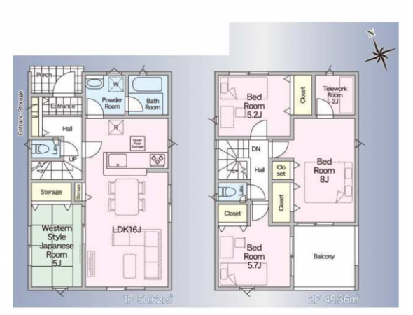 春日部市米島、新築一戸建ての間取り画像です