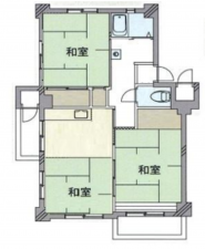 春日部市大枝、中古マンションの間取り画像です