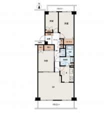 春日部市内牧、中古マンションの間取り画像です